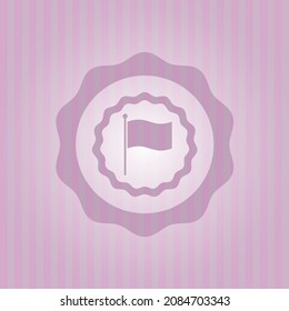 flag icon inside retro style pink emblem. Concept design. 