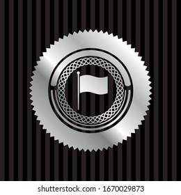 flag icon inside silver shiny emblem