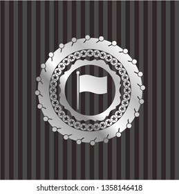  flag icon inside silvery shiny emblem