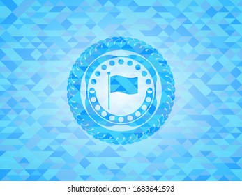 flag icon inside sky blue mosaic emblem