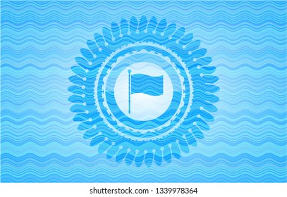 flag icon inside water concept badge.