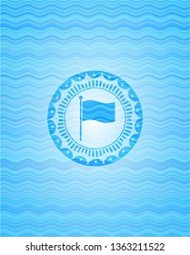 flag icon inside water concept style emblem.