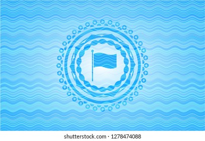 flag icon inside water wave representation badge.