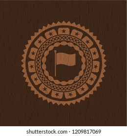 flag icon inside wood badge or emblem