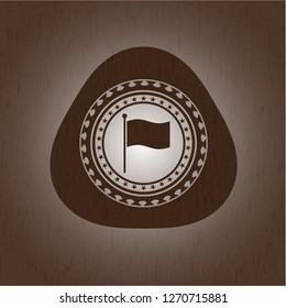 flag icon inside wooden emblem. Retro