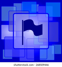 Flag icon. Internet button on abstract background. 