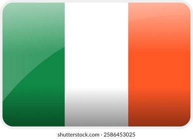 Flag Icon of Ireland Country,National Vector Flag Iconic Symbol and Colors of Ireland flag.