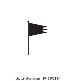 Flag icon isolated in black flat design on white background, Vector illustration.