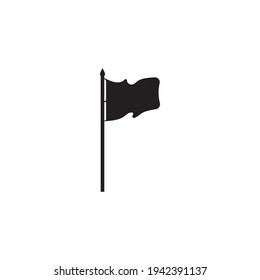 Flaggensymbol einzeln auf schwarz-weißem Hintergrund, Vektorgrafik.
