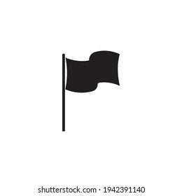 Flag icon isolated in black flat design on white background, Vector illustration.