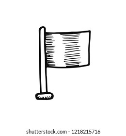 flag icon. isolated object sketch black on white background.