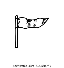 flag icon. isolated object sketch black on white background.