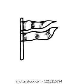 flag icon. isolated object sketch black on white background.