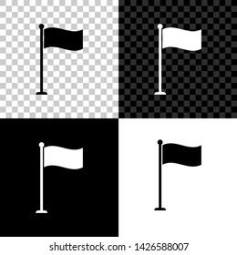 Flag icon isolated on black, white and transparent background. Location marker symbol. Vector Illustration
