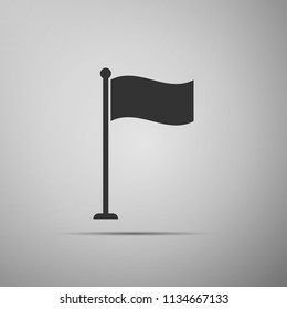 Flag icon isolated on grey background. Location marker symbol. Flat design. Vector Illustration