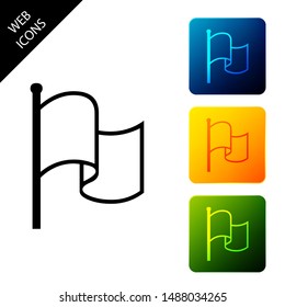 Flag icon isolated on white background. Set icons colorful square buttons. Vector Illustration
