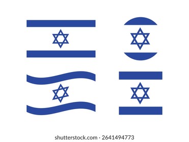 Flag icon of Israel set. Israel Official National Flag. Flat Digital Vector Illustration of Israel Flag and National Emblem. Rectangular Israel Flag Icon – Standard Size and Colors.
