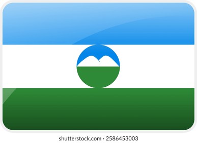 Flag Icon of Kabardino Balkaria Country,National Vector Flag Iconic Symbol and Colors of Kabardino Balkaria flag.