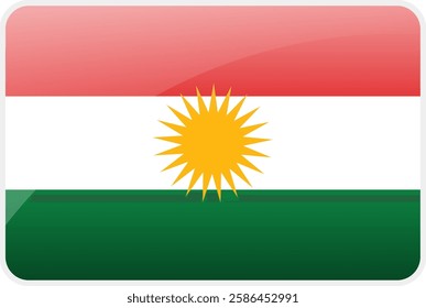 Flag Icon of Kurdistan Country,National Vector Flag Iconic Symbol and Colors of Kurdistan flag.