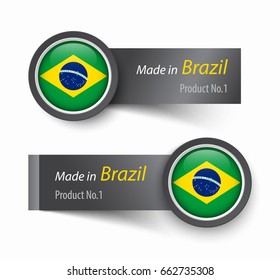 Flag icon and label with text made in Brazil .