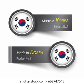 Flag icon and label with text made in South Korea .