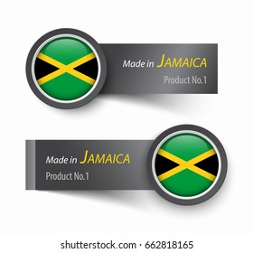 Flag icon and label with text made in Jamaica .