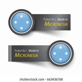 Flag icon and label with text made in Micronesia .