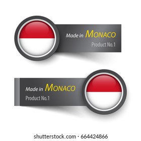 Flag icon and label with text made in Monaco .