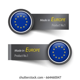 Flag icon and label with text made in European Union ( EU ) .