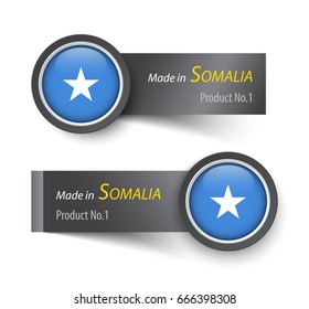 Flag icon and label with text made in Somalia .