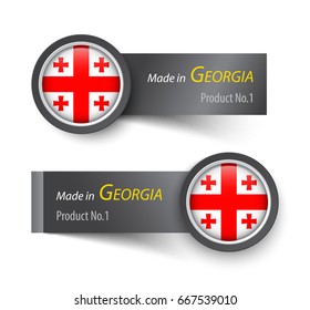 Flag icon and label with text made in Georgia .