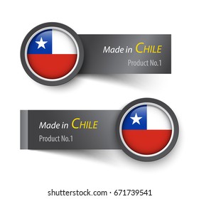 Flag icon and label with text made in Chile .