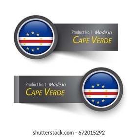 Flag icon and label with text made in Cape Verde .