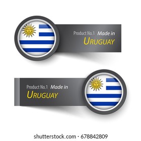 Flag icon and label with text made in Uruguay .