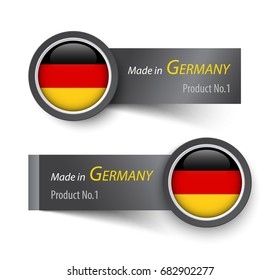 Flag icon and label with text made in Germany .