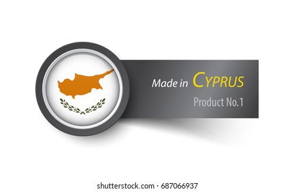 Flag icon and label with text made in Cyprus .