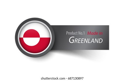 Flag icon and label with text made in Greenland .