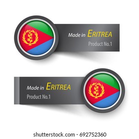 Flag icon and label with text made in Eritrea .