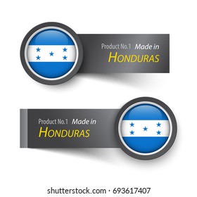 Flag icon and label with text made in Honduras .