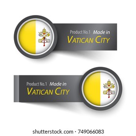 Flag icon and label with text made in Vatican city .