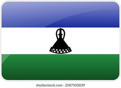 Flag Icon of Lesotho Country,National Vector Flag Iconic Symbol and Colors of Lesotho flag.