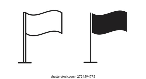 Icono de bandera con versiones de línea y silueta.