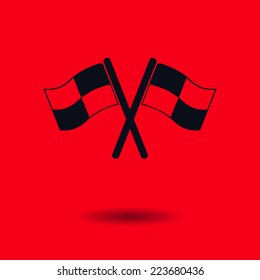 Flag icon. Location marker symbol. Ã?Â�Ã?Â¡heckered flags sign. Flat design style.