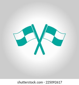 Flag icon. Location marker symbol. Ã?Â�Ã?Â¡heckered flags sign. Flat design style.