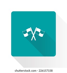 Flag icon. Location marker symbol. Ã?Â�Ã?Â¡heckered flags sign. Flat design style.