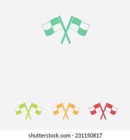 Flag icon. Location marker symbol. Ã?Â�Ã?Â¡heckered flags sign. Flat design style.