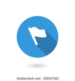 Flag icon. Location marker symbol. Flat icon with long shadow