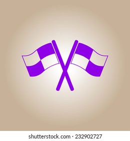 Flag icon. Location marker symbol. Ã?Â�Ã?Â¡heckered flags sign. Flat design style.