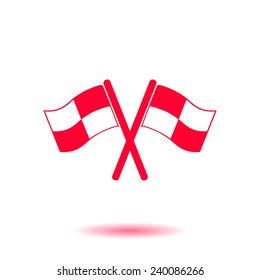 Flag icon. Location marker symbol. Ã?Â�Ã?Â¡heckered flags sign. Flat design style.