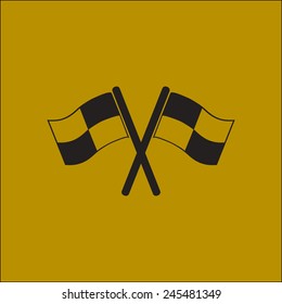 Flag icon. Location marker symbol. Ã?Â�Ã?Â¡heckered flags sign. Flat design style.